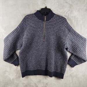 Vintage 90s Alps Wool Nylon Blend Sweater Mens XL Black White Made In USA